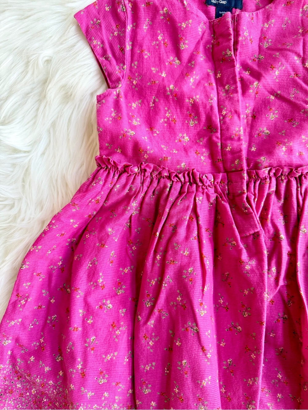 BabyGAP Hot Pink Floral Cap-Sleeve Cotton Dress Size 5T - Picture 2 of 4